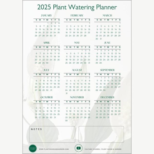 2025 Yearly Plant Watering Planner