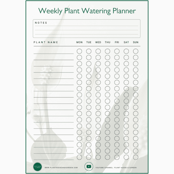 Weekly Plant Watering Planner