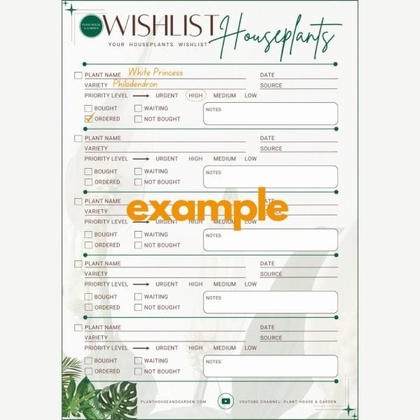 Houseplants Wishlist Sample