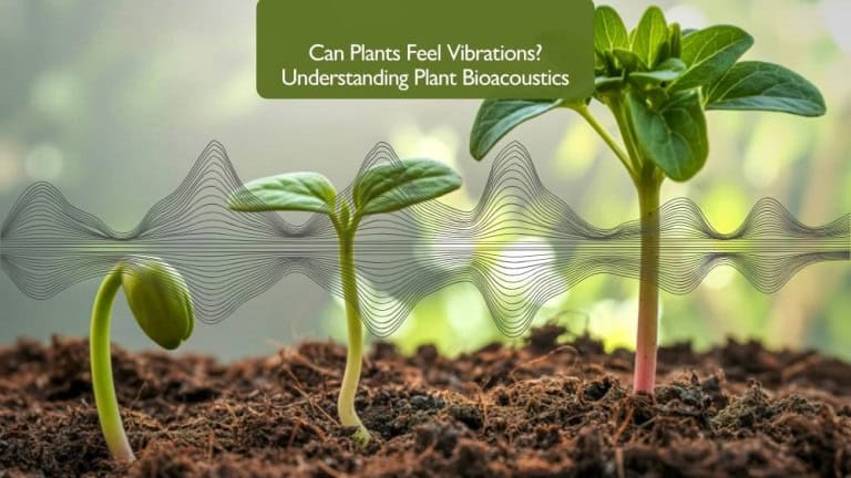 can plants feel vibrations – seedlings with sound wave illustration showing plant bioacoustics and frequency response