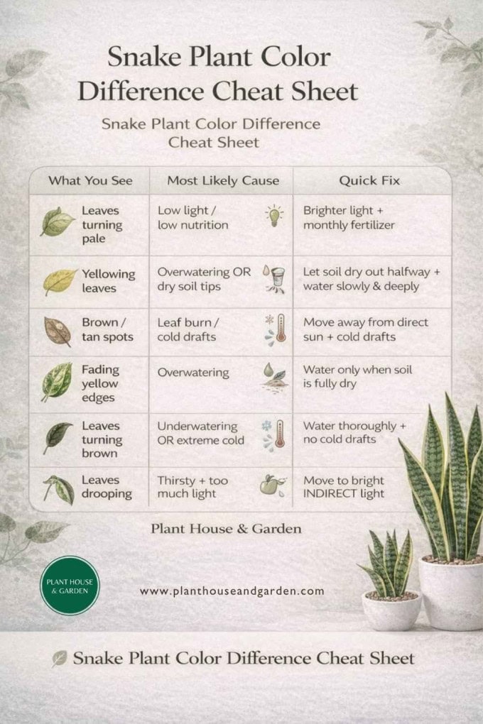 Snake Plant Color Difference Cheat Sheet