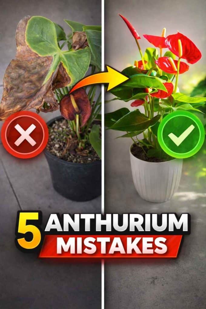 anthurium problems brown leaves damaged plant vs healthy flamingo flower