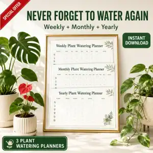 3 plant watering planners bundle — weekly, monthly and yearly undated printable PDF