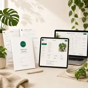 Plant care journal bundle - printable PDF binder and interactive digital journal on tablet and laptop
