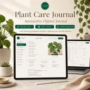 Plant Care Journal - Interactive Digital Version (Editable HTML)