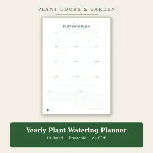 Yearly plant watering planner — undated printable A4 PDF cover