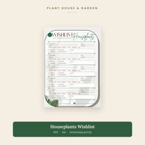 Houseplants wishlist printable, A4 PDF plant tracker