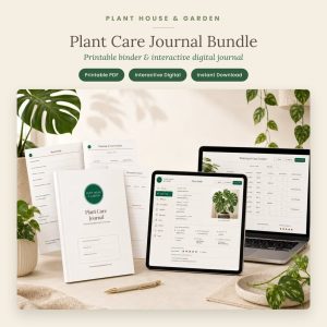Plant Care Journal Bundle, printable PDF binder and interactive digital plant journal