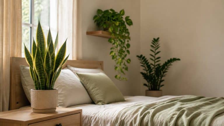 Bedroom plants: low-light houseplants styled by a bed